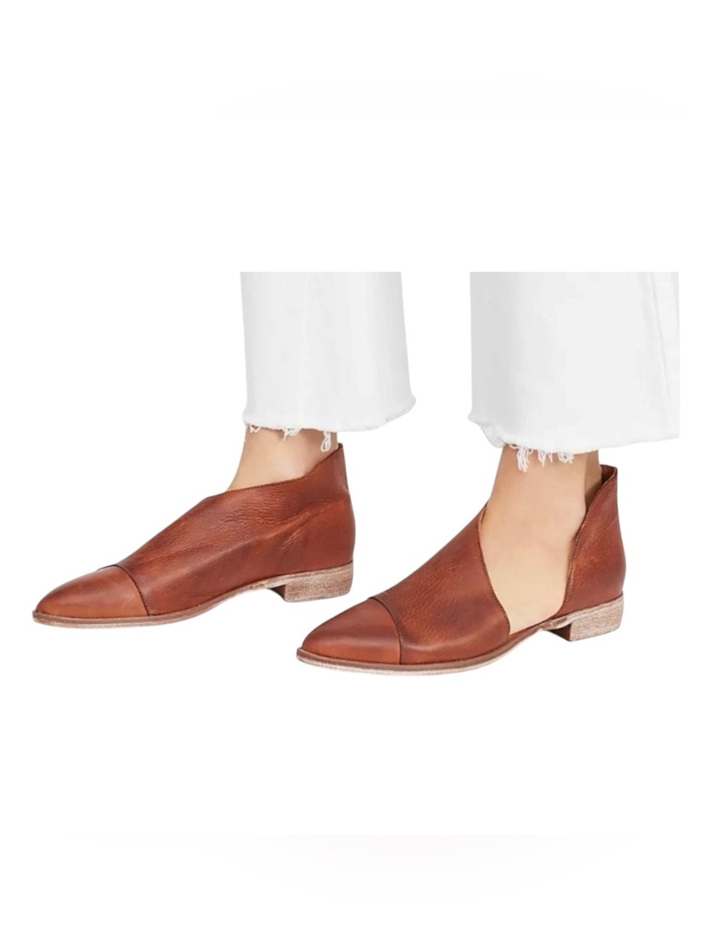 Free People Royale Flats Cutout Leather Pointed Toe D’Orsay Brown Size 40 9/9.5
